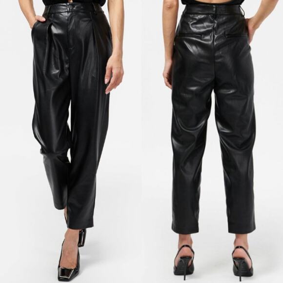 NWT Cami NYC Anja Vegan Leather Pleated Front High Waist Pant Black Size: 0